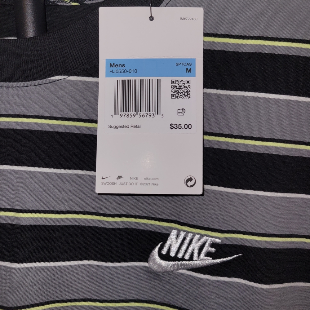 Nike Men's Black and Gray Striped Shirt - Picture 2 of 2